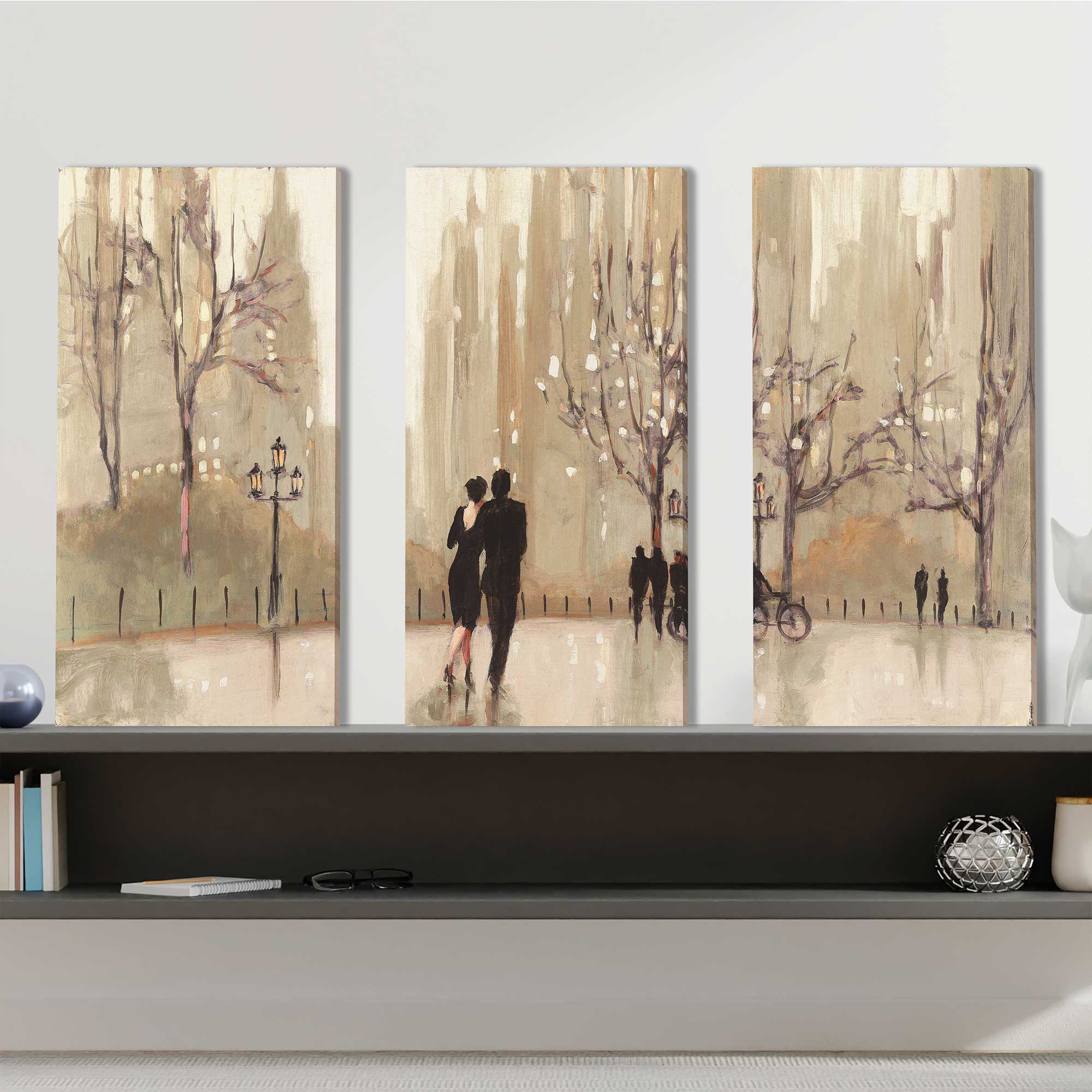 Red Barrel Studio® An Evening out Neutral - 3 Piece Wrapped Canvas ...