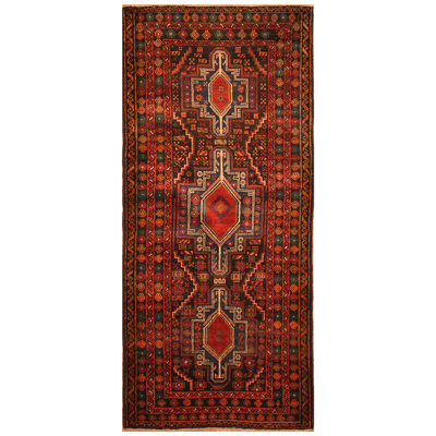Tapis rouge / bleu marine noué à la main Dakira