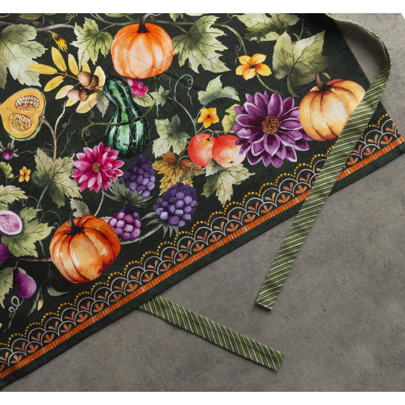 Maison d'Hermine Pumpkin Garden - Tablier vert foncé 100 % coton - 70 x 80 cm