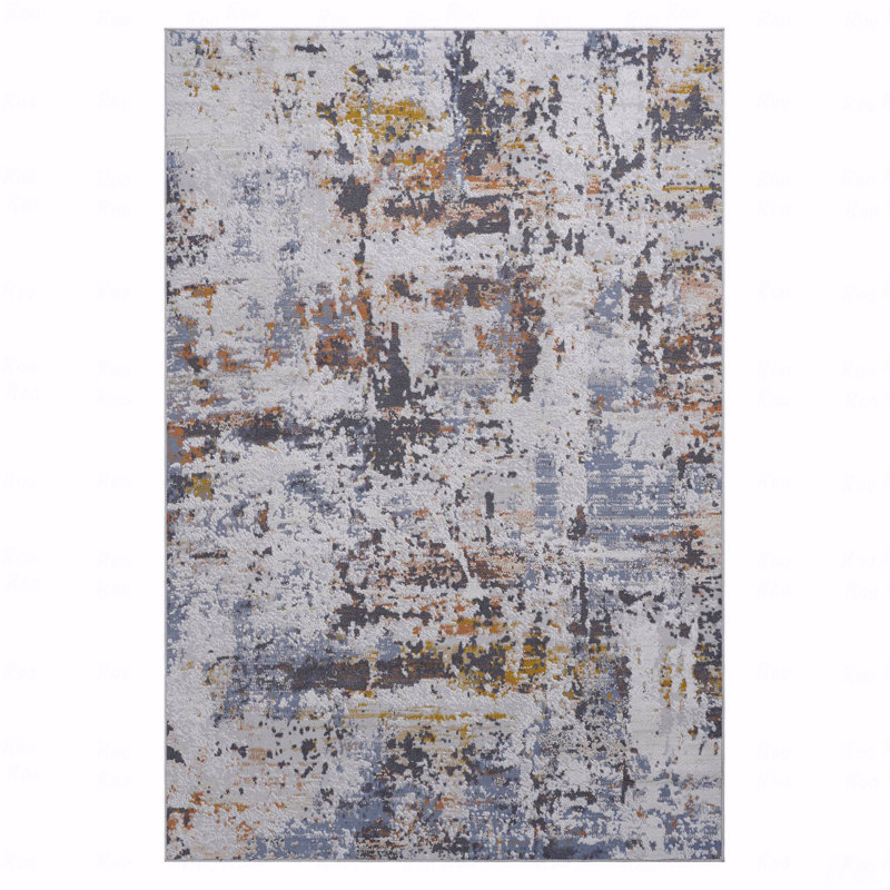 Tapis abstrait élégant et résistant aux taches, Rectangle 7 pi 9 po x 10 pi
