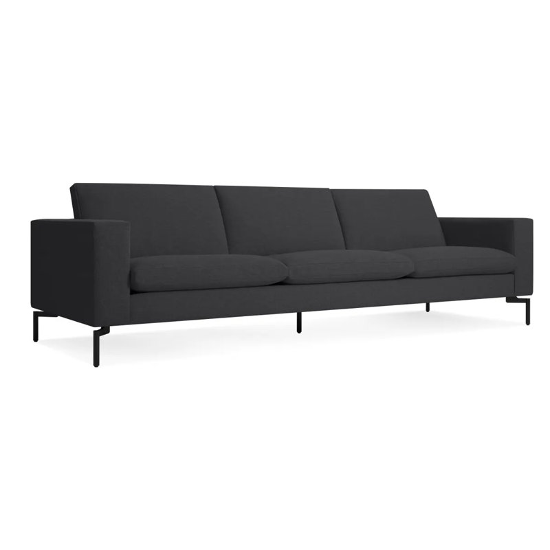 Nouveau canapé à accoudoirs carrés standard, H 32 po x l 104 po x P 35 po, Mélange de polyester Maharam Panda, Noir