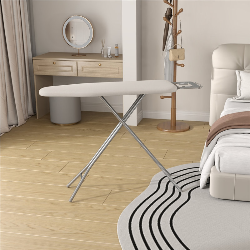 Table à repasser à hauteur réglable avec 4 pieds, Beige