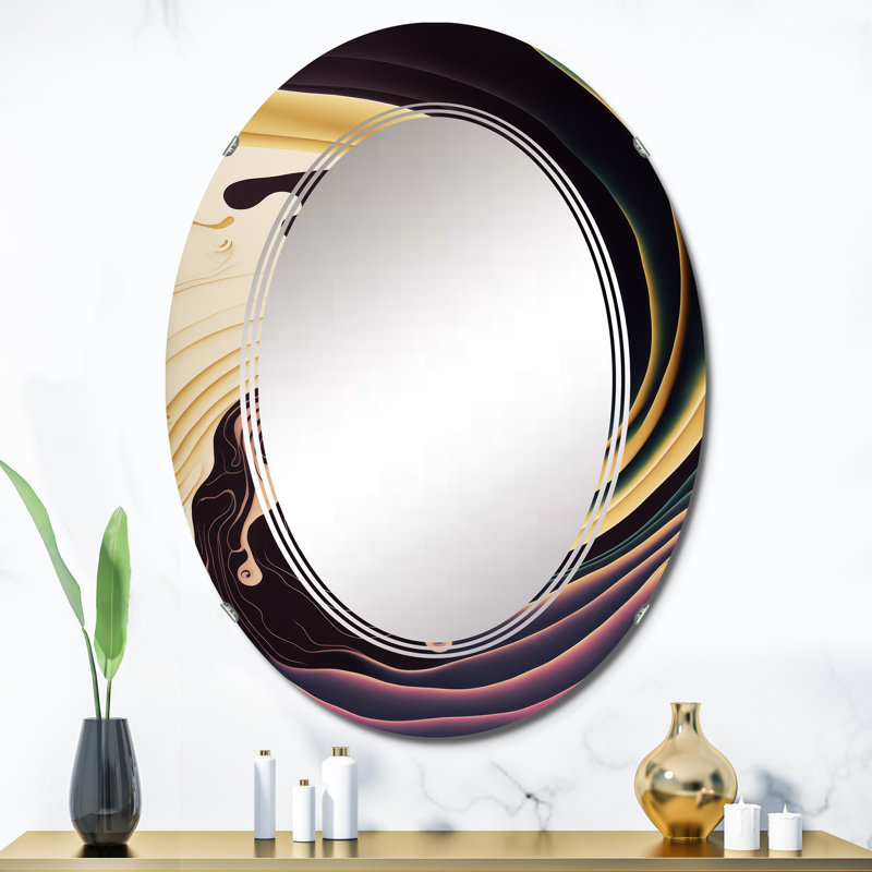 Miroir mural en spirale Prielle mauve, doré et bleu III, 36 po x 24 po