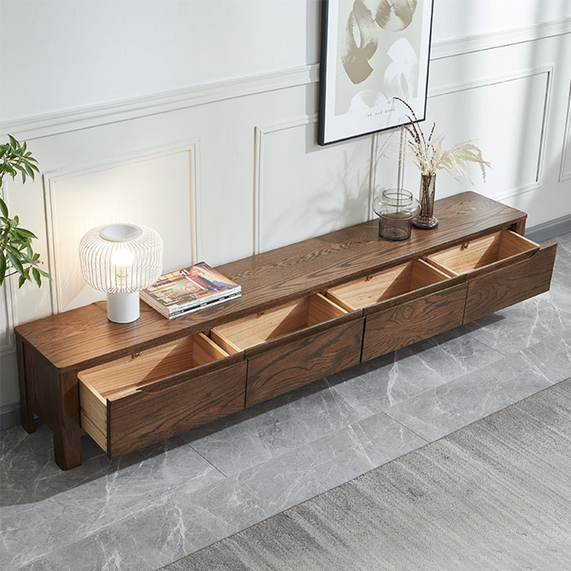 Meuble télé de style moderne et minimaliste en bois massif, 86.61"