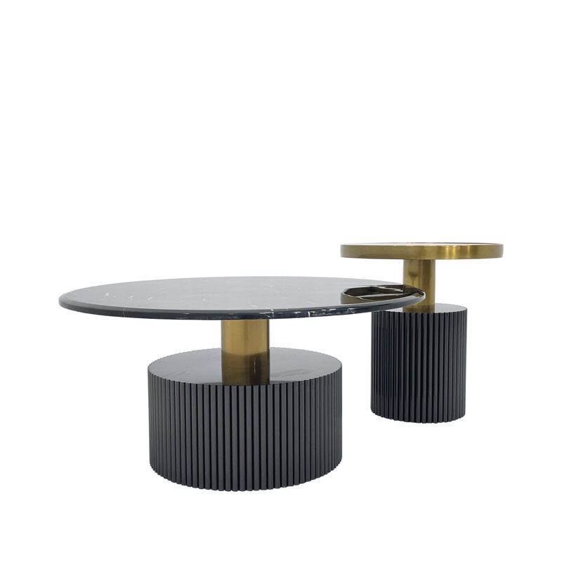 Two Piece Coffee Table, Black, Black