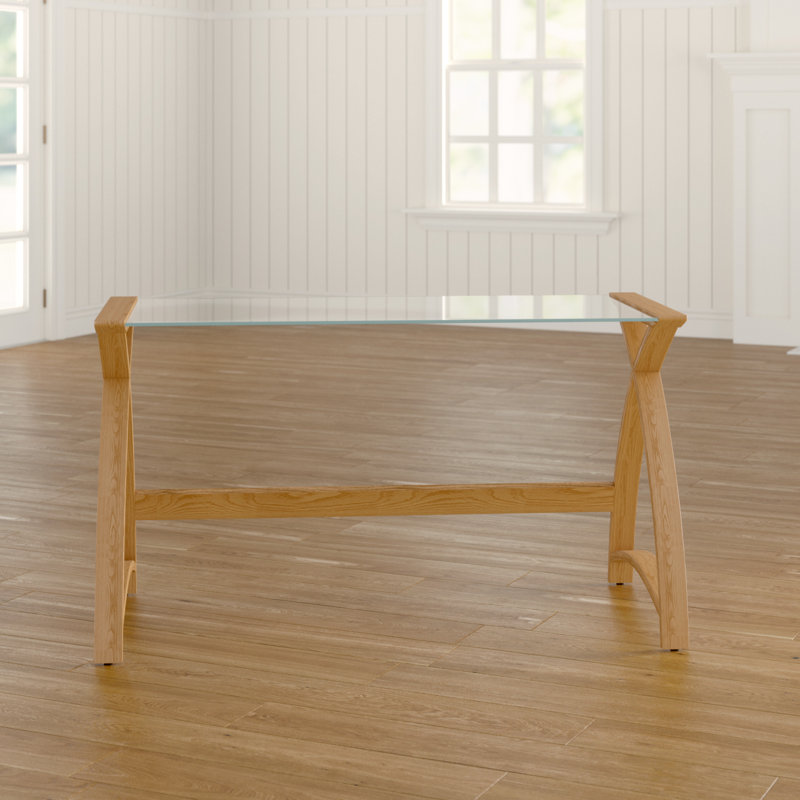 Tercero Glass Top Writing Desk, Oak/Milk White Glass, 73.2cm H x 130cm W x 61cm D