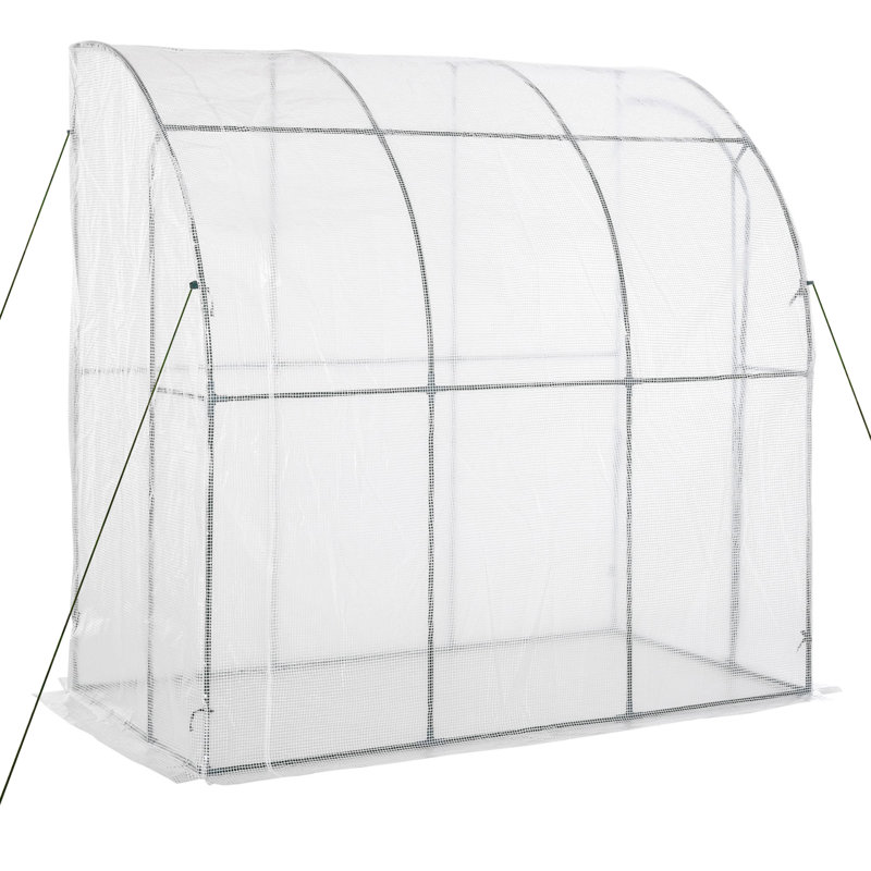 Outsunny Compact 7'x4' Lean-To Greenhouse with PE Cover and Roll-Up Door