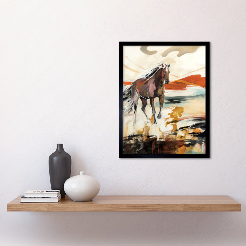 Kable Horse Galloping Across A Barren Desert Landscape - Single Picture Frame Print