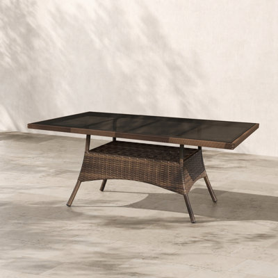 Outdoor Wicker Glass Dining Table