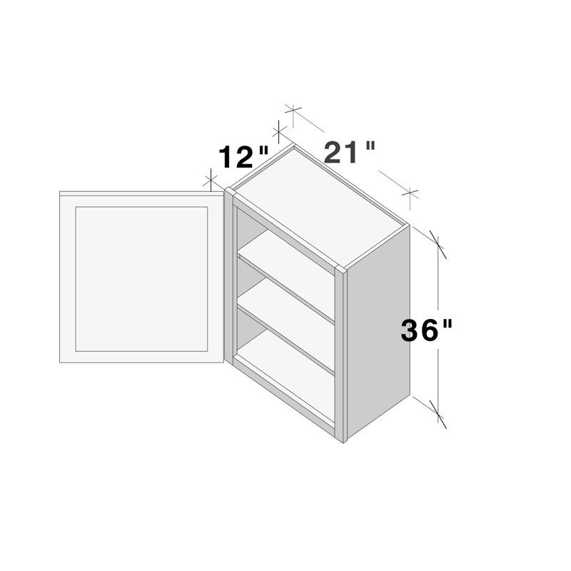 Armoire murale de cuisine standard l 21 po x P 12 po x H 36 po prête à assembler Casainc, W21"x D12"x H36"