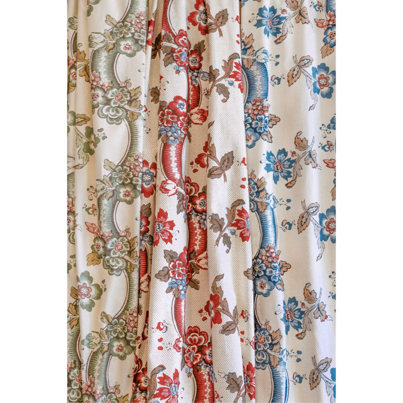 Benday Print Fabric, Green/Rose