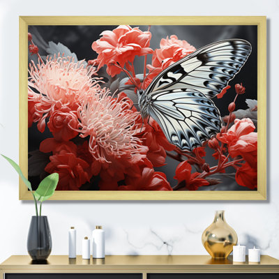 " Red Gray Butterfly Haven I "