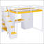 Lit mezzanine double avec escalier de rangement, coiffeuse intégrée, armoire et armoires, ports et lumières de chargement USB-273892118