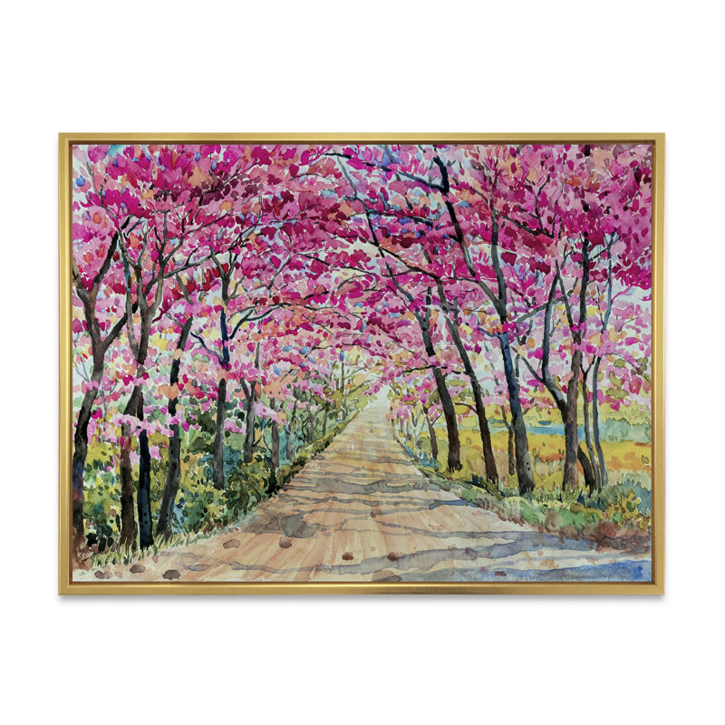«Path To The Enchanted Pink Forest», reproduction sur toile flottante, H 24 po x l 36 po, Reproduction avec cadre flottant