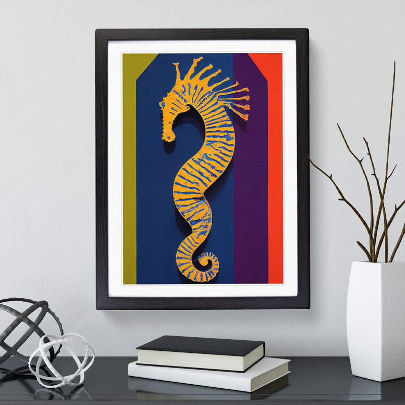 Seahorse - Single Picture Frame Painting, Black Framed, 34cm H x 25cm W x 2cm D
