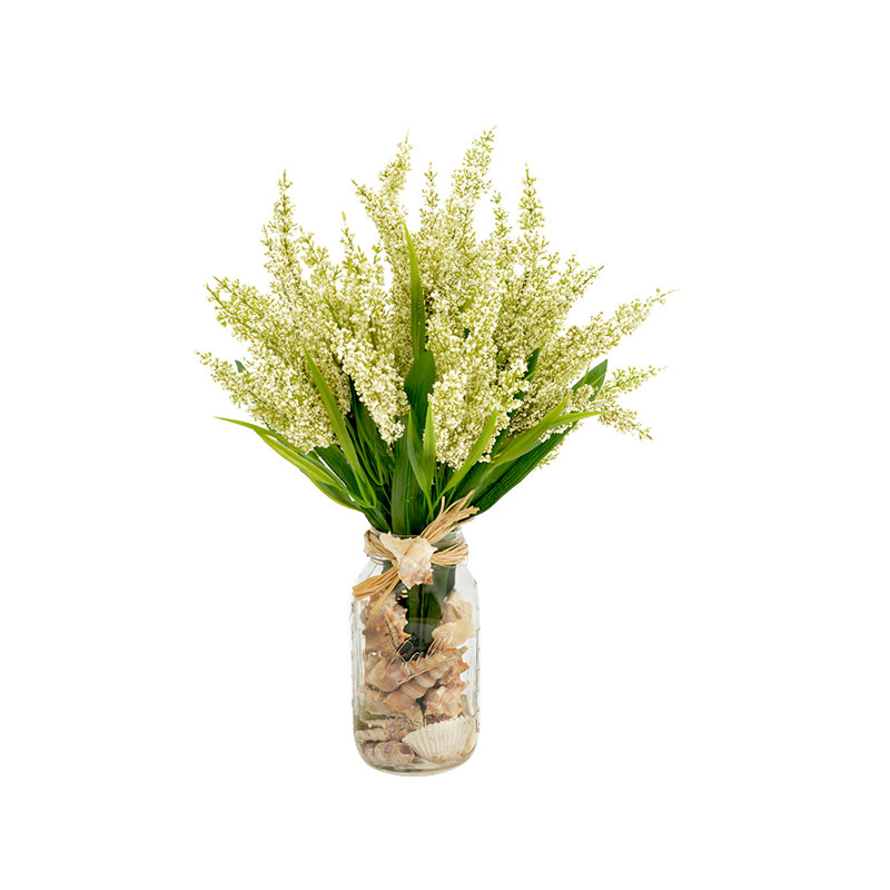 Arrangements floraux en pot Mason, Crème