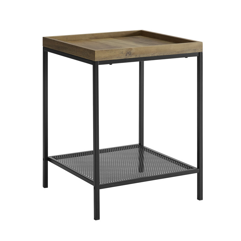 Raasch Tray Top End Table, Grey, Rustic Oak