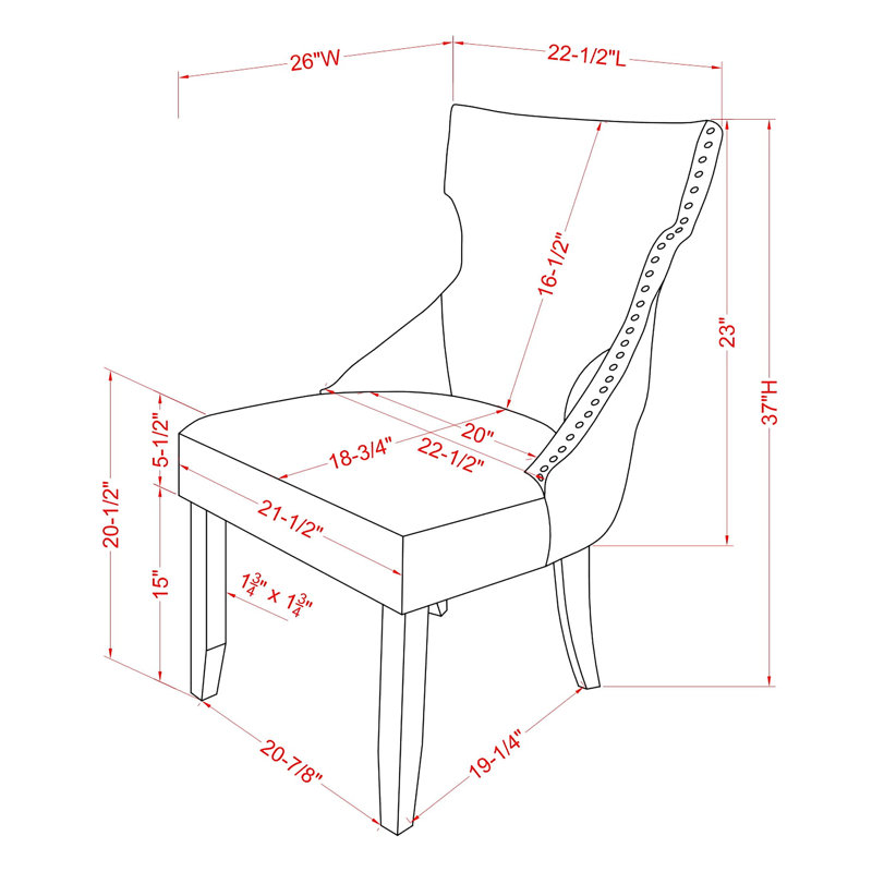 Elijah 22.5" Width Fabric Upholstered Side Chair, Light Gray