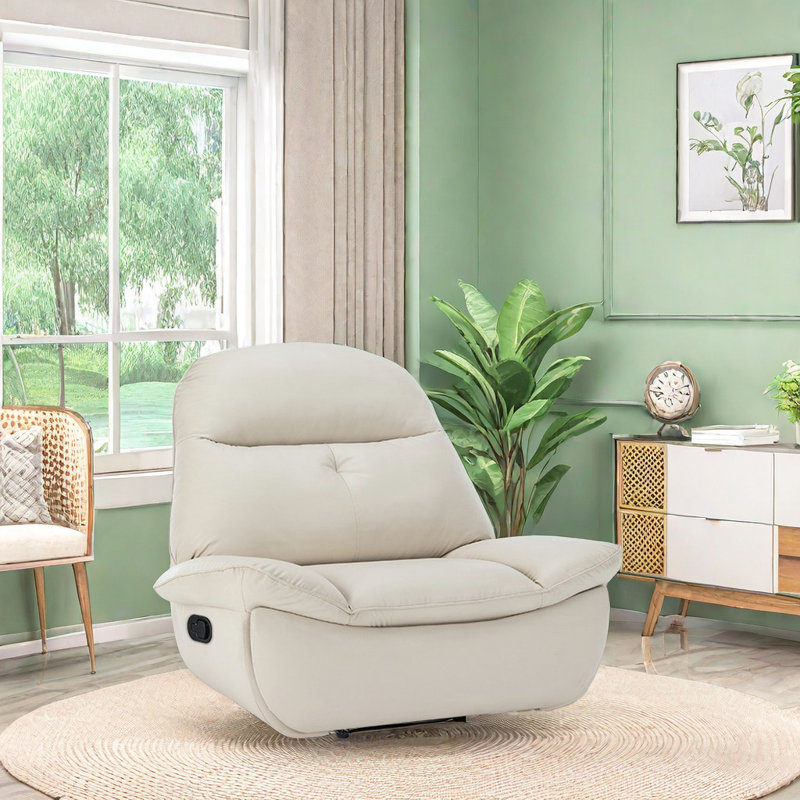 Surish Faux Leather Swivel Recliner, Ivory