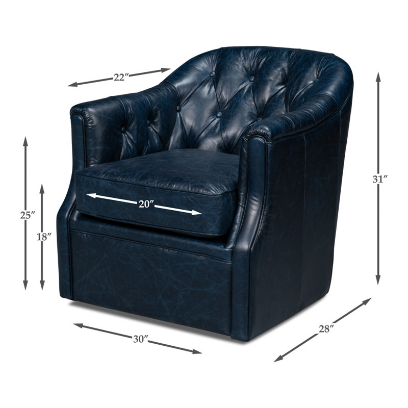Coolidge Swivel Club Chair, Chateau Blue Genuine Leather