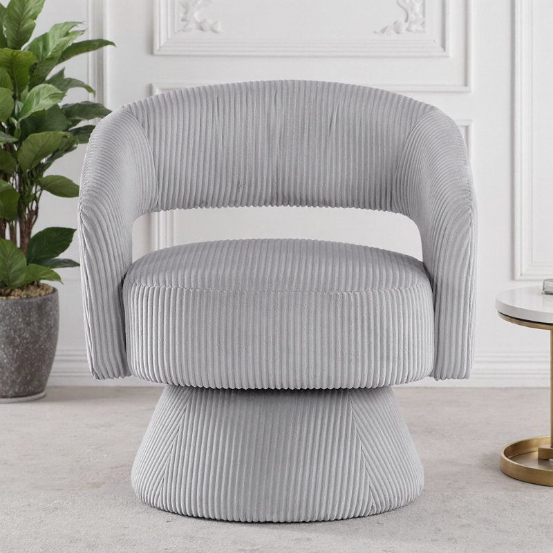 Élégant fauteuil d'appoint pivotant en velours côtelé gris: confort luxueux et style moderne pour votre maison