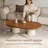 51.18" Modern Oval Coffee Table Living Room Coffee Table Accent Table With Dual-Tone Design And Sturdy Base