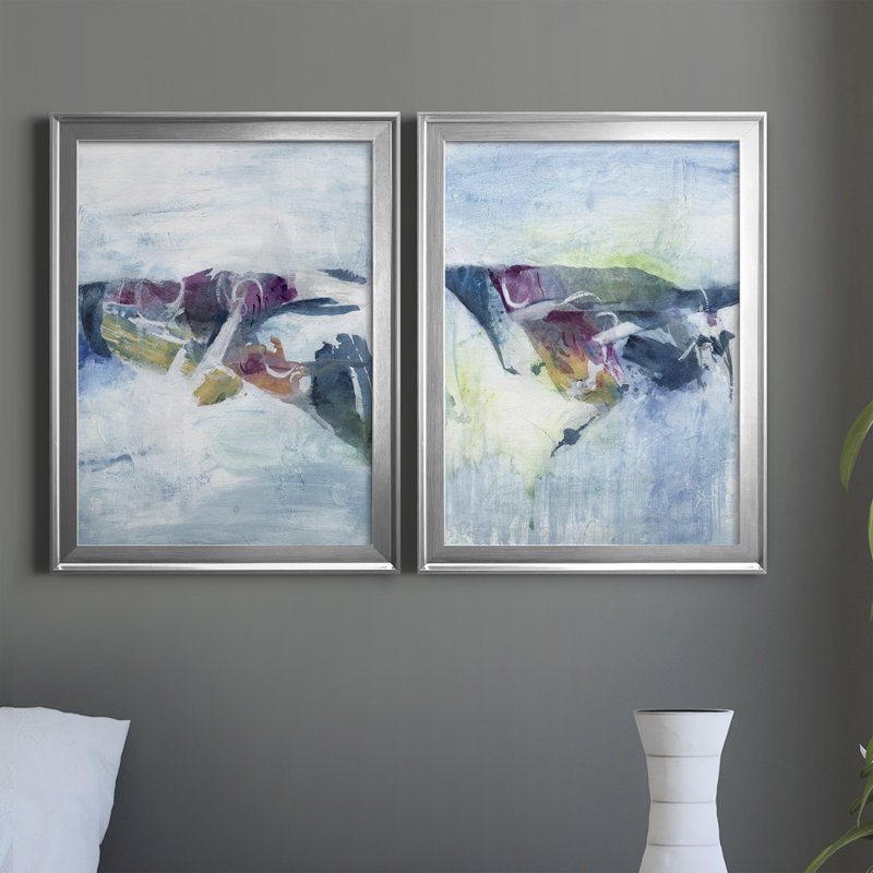 «Gliding On Ice I», ensemble de 2 impressions sur toile encadrées, Cadre argenté, H 30,5 po x l 22,5 po x P 1,25 po