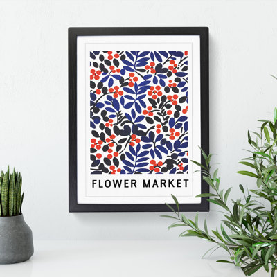 A Flower Market Exhibition Sign - Single Picture Frame Print on Wood