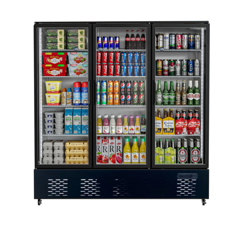72 po L 57 cu. Pi. Réfrigérateur commercial à 3 portes en verre