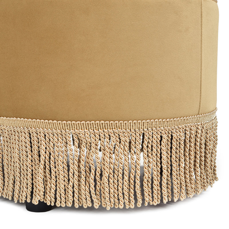Banc de rangement ovale capitonné Bullion, Velours doré