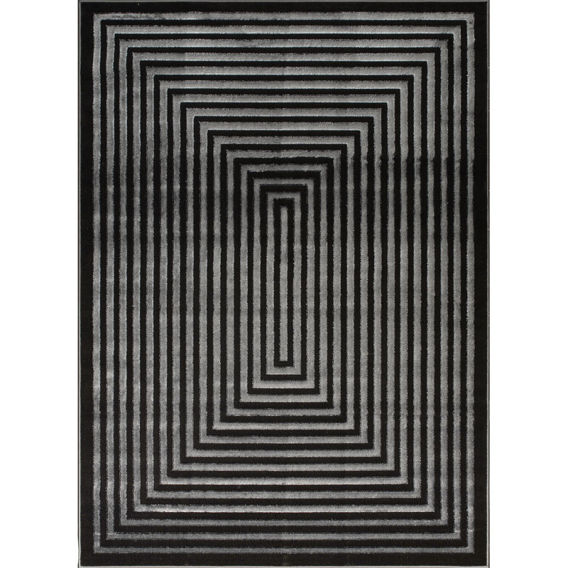 Monaco Series Abrstract Black/Gray/Ivory/Beige Area Rug, Rectangle 5'3" x 7'3"