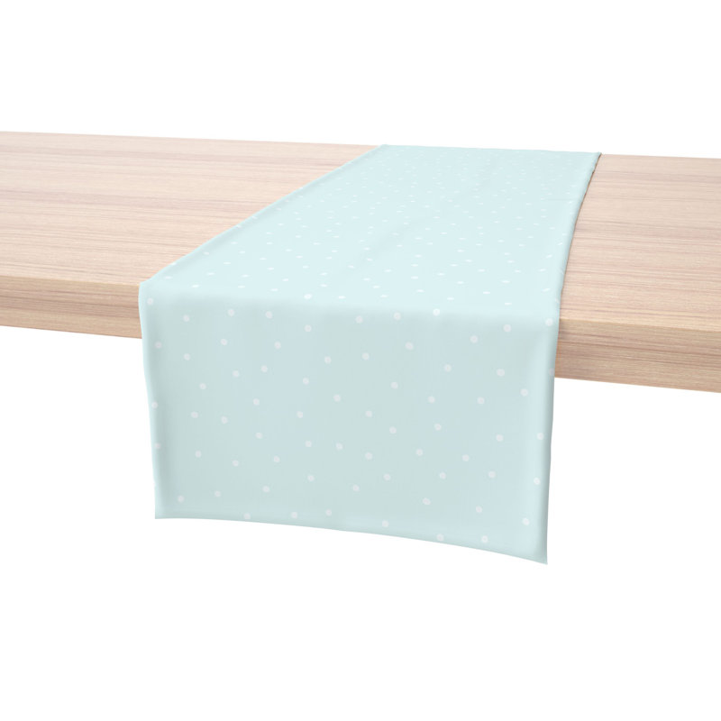Fabric Textile Products, Inc. Table Runner, 100% Cotton, 16X72", Aqua Blue Polka Dots