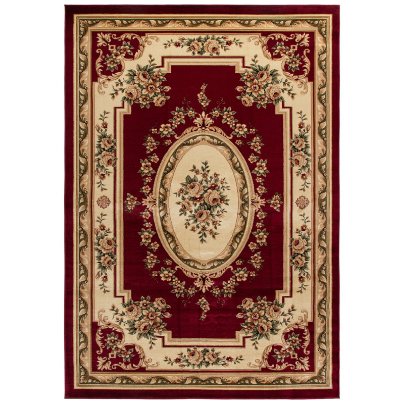 Frasher Performance Oriental Rug, Rectangle 9' x 12', Red/Ivory