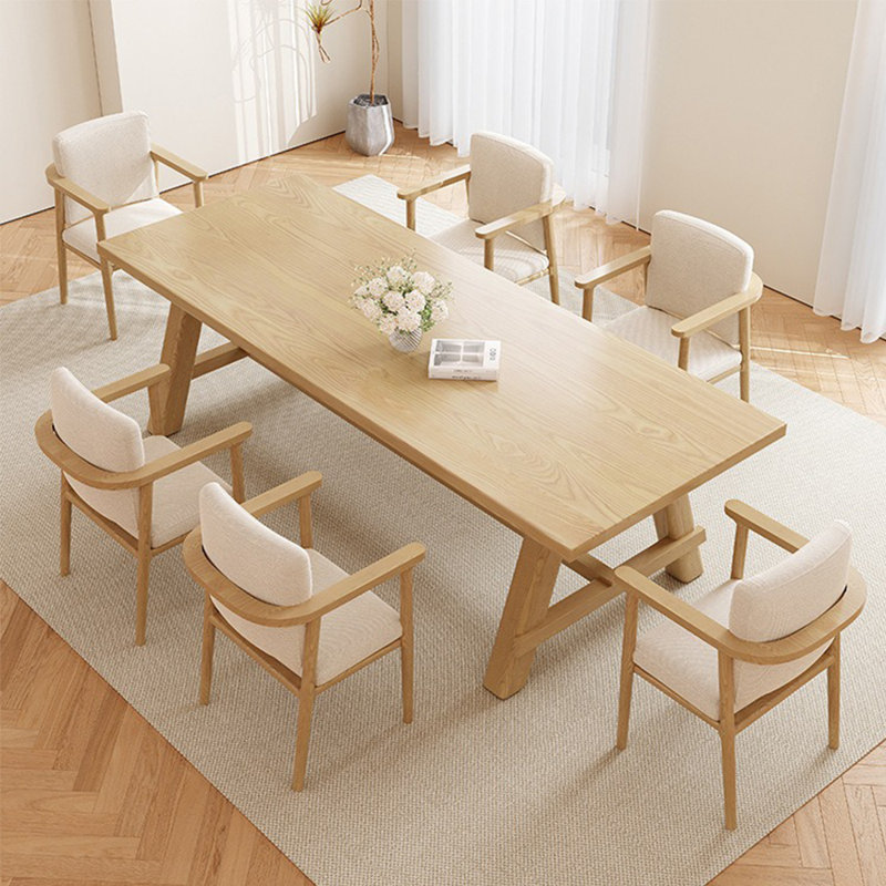 Japanese style full solid wood dining table set, 29.5"H x 62.9"L x 31.4"W
