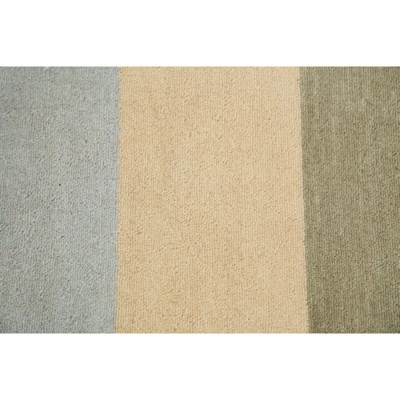 Tapis bleu / orange en laine noué à la main de conception unique 3 pi x 5 pi New Age