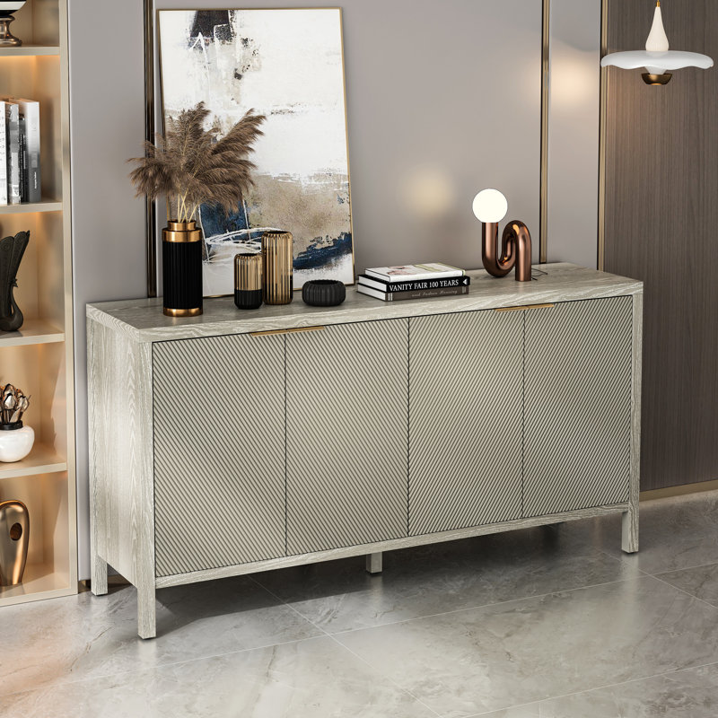 Buffet Champagne Champagne - 59 po avec rangement pour diverses pièces