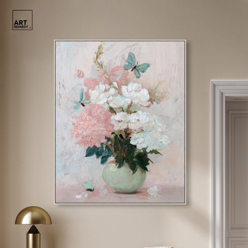 "Hydrangea Blossoms II", impression murale sur toile par Art Remedy, cadre argenté, 36 x 45, H 46 po x l 37 po, Cadre argenté