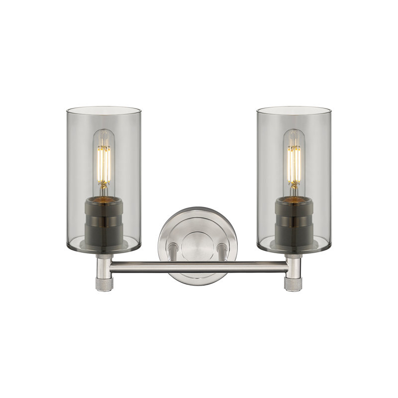 Éclairage pour meuble-lavabo mural 2 lumières Crown Point, Fumée, Nickel satiné