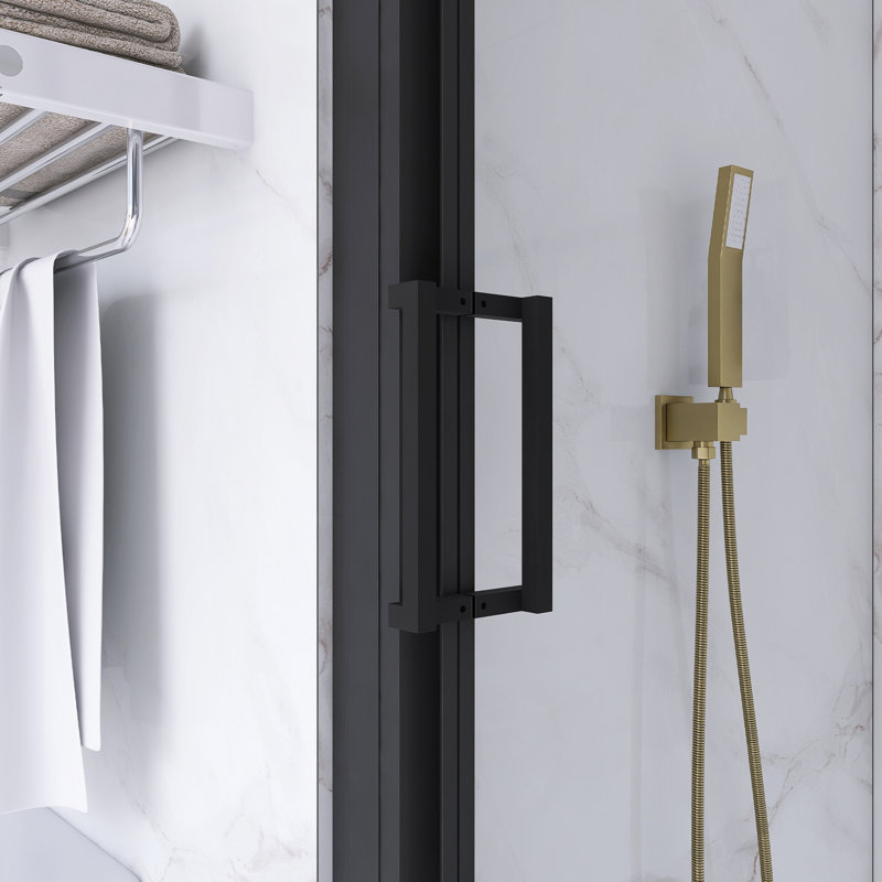 70" Matte Black Aluminum Semi-Frameless Sliding Shower Door