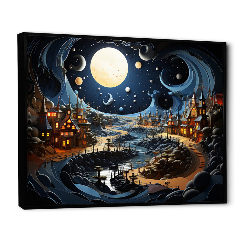 Surréalisme, rivière de rêves I, Cadre flottant noir, H 30 po x l 40 po x P 1,5 po