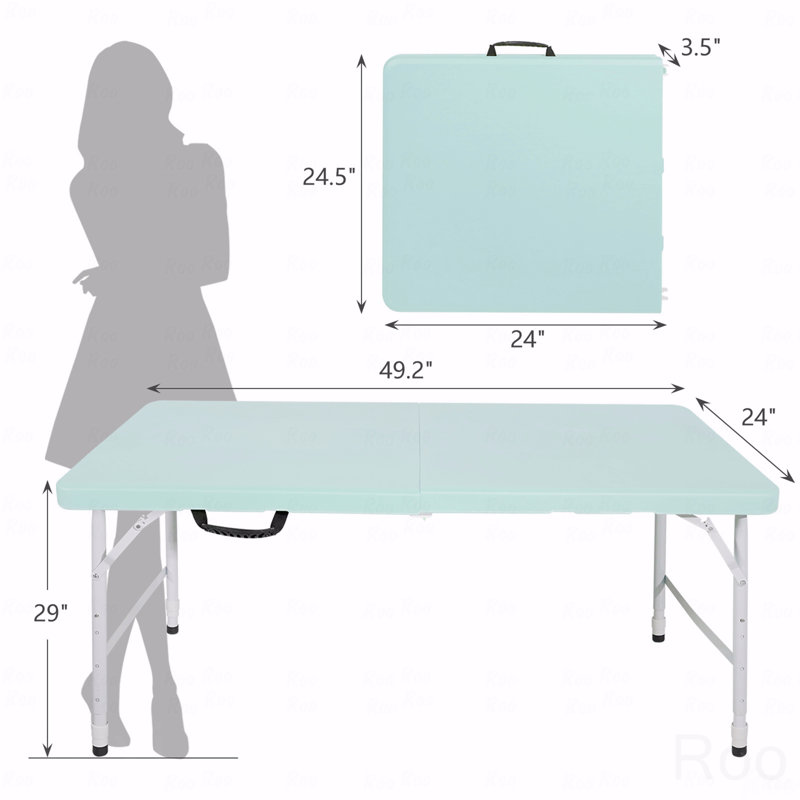 Portable Folding Patio Table, Indoor And Outdoor Use, Maximum Weight 135Kg, For Camping, Blue