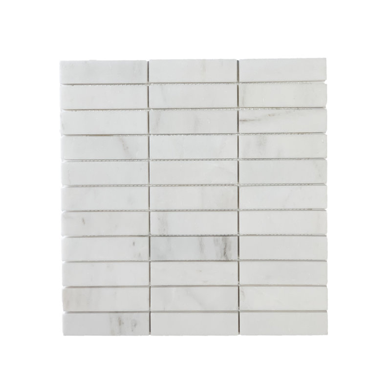 1" x 4" Marble Grid Mosaic Wall & Floor Tile, Polished