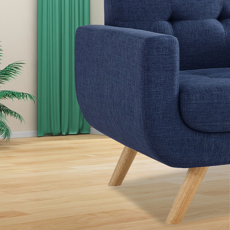 Jakera Upholstered Accent Chair, Navy Linen