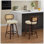 Set Of 2 Counter Height Bar Stools - 26 Inch Rattan Counter Height Stools With Cane Back, Upholstered Seat, Walnut Craftsmanship, Swivel Counter Stools For Island/Kitchen/Counter/Bar