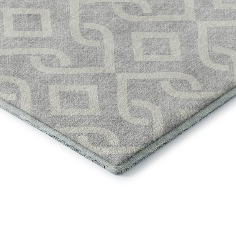 Premium Machine Washable Cerrito Silver Rug, Rectangle 3' x 5'