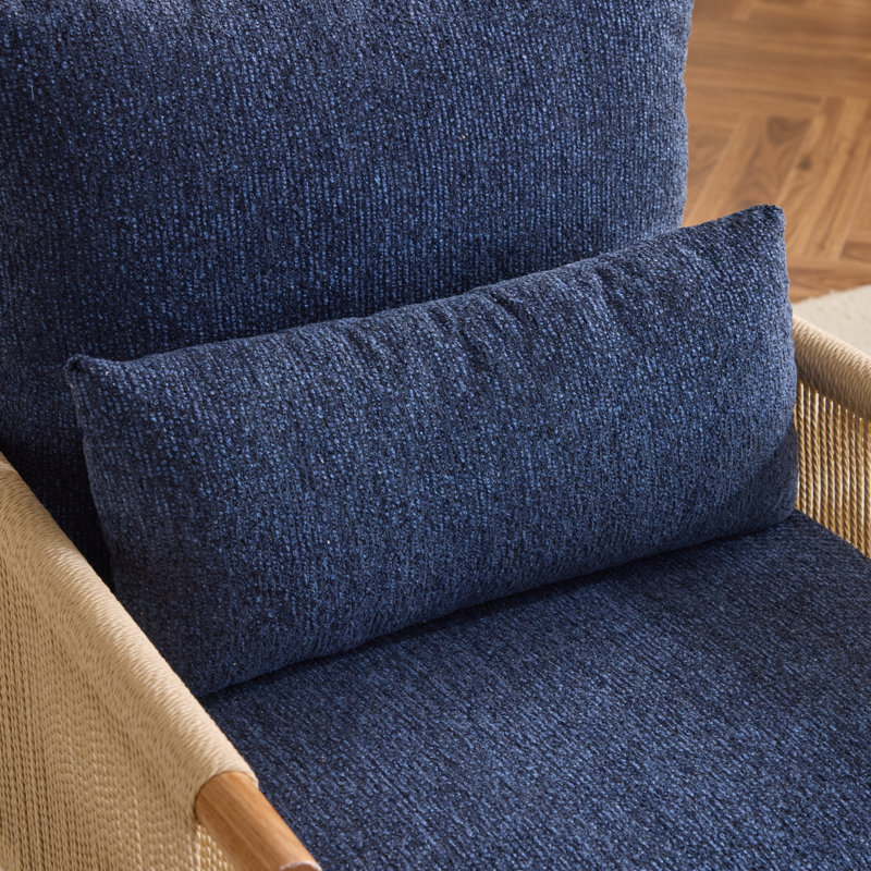 Chaise avec accoudoirs Masson Chenille, Chenille bleu