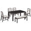 Ensemble de salle à manger extensible Roselyn 6 pièces en bois d'hévéa avec chaises et banc rembourrés-134702191
