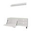 Meuble télé 65 po en mélamine avec rangement ouvert, accoudoirs pneumatiques et 1 porte, blanc