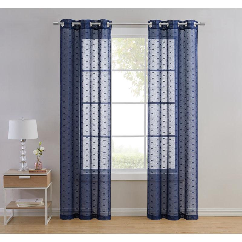 Gracieuse Semi Sheer Curtain Pair, Navy