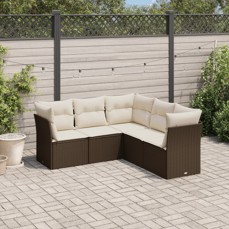 Ensemble de canapé de jardin Vidaxl brun, blanc crème